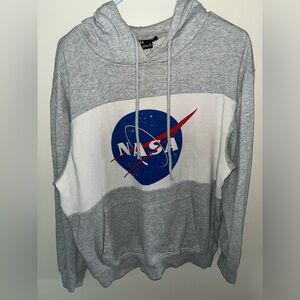 Gray and White Pullover NASA Hoodie